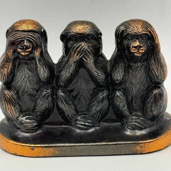 japan Other - The Three wise monkeys Brass-Copper figurine Three wise monkeys Vintage Antique